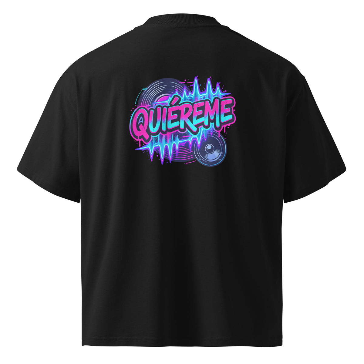 Camisa Quiéreme oversized negra - diseño viral TikTok vista espalda
